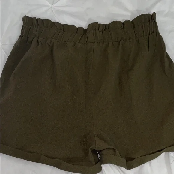 SHEIN High Waist Ruffle Shorts in Olive - Picture 2 of 2